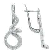 Асимметричные серьги из серебра с фианитами
