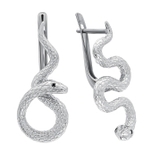 Асимметричные серьги из серебра с фианитами