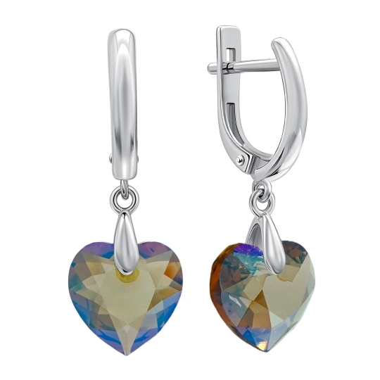 Серьги из серебра с ювелирными кристаллами