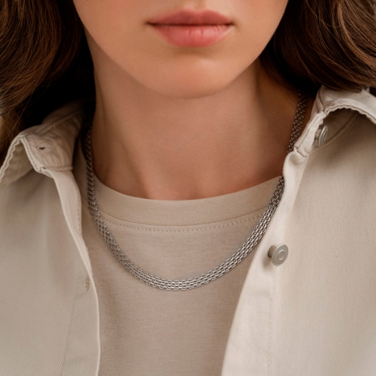 Цепь из серебра плетения "Двойной ромб"
