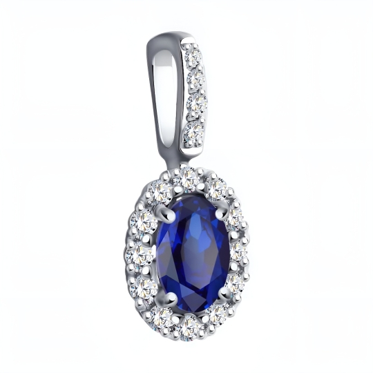 Серьги из белого золота с бриллиантами и сапфирами