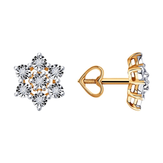 Серьги из золота с бриллиантами и изумрудами