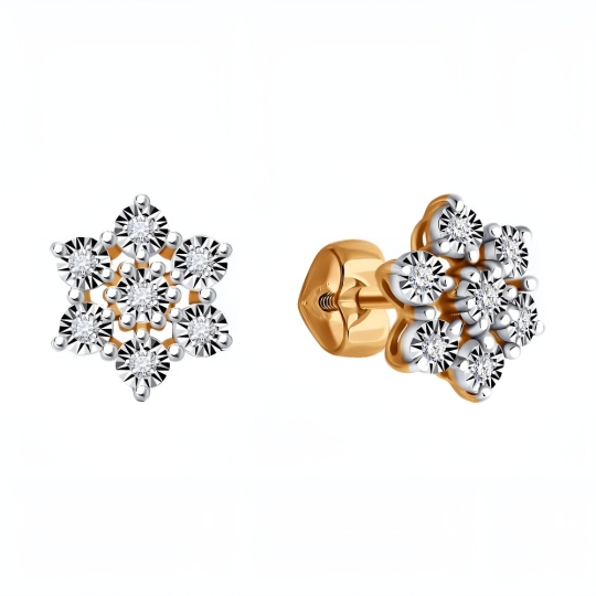 Серьги из золота с бриллиантами и изумрудами