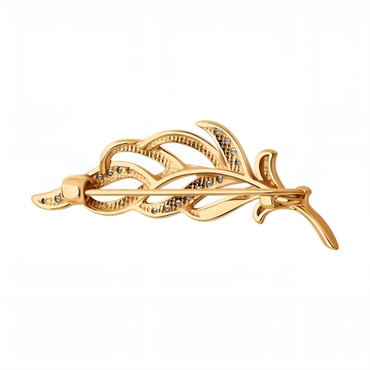 Брошь из золота с фианитами