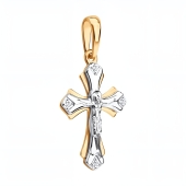 Подвеска-крест из комбинированного золота с бриллиантами