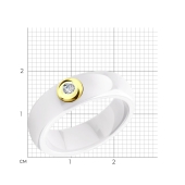 Кольцо из керамики с вставкой из лимонного золота и бриллиантом