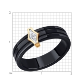 Кольцо из керамики с вставкой из золота и бриллиантами