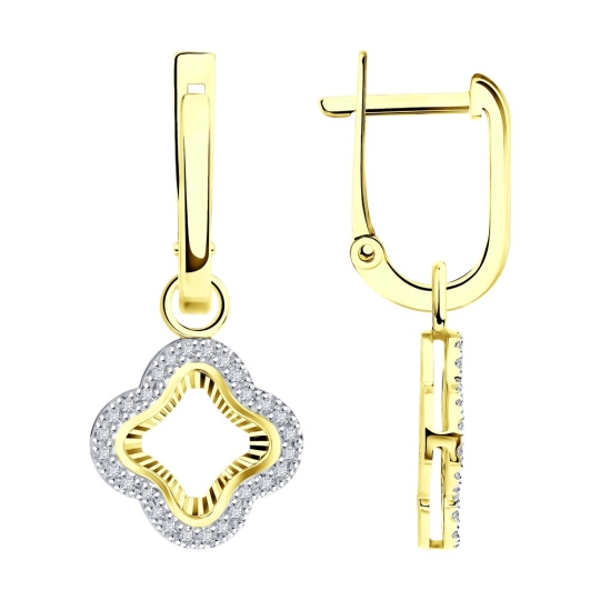 Серьги из золота с кварцами