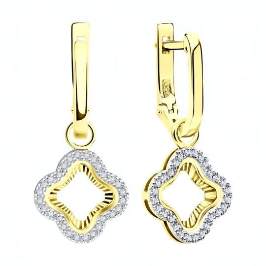 Серьги из золота с кварцами