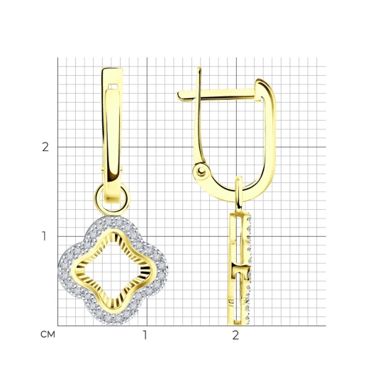 Серьги из золота с кварцами