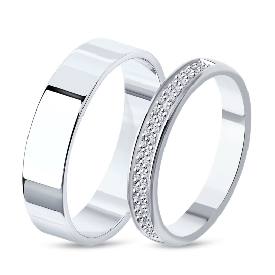 Обручальное кольцо из белого золота с бриллиантами