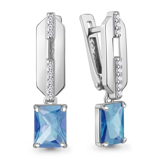 Серьги-конго из серебра с алмазной гранью