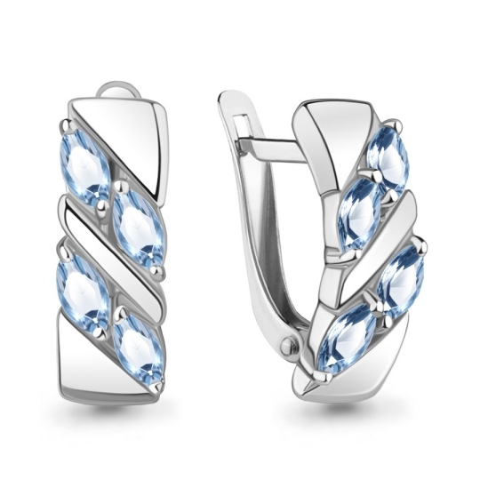 Серьги из серебра с фианитами и жемчугом