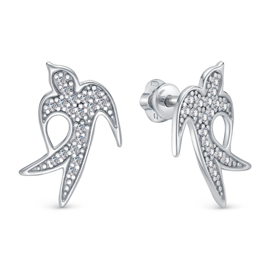 Серьги из серебра с фианитами