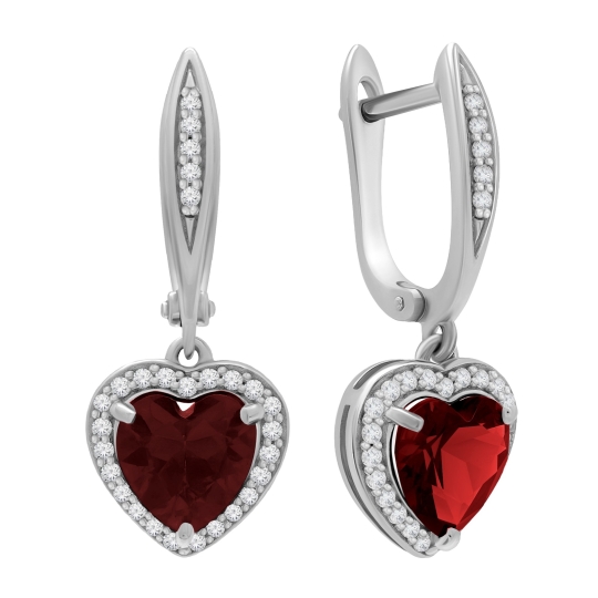 Серьги-конго из родолита с серебряным замком