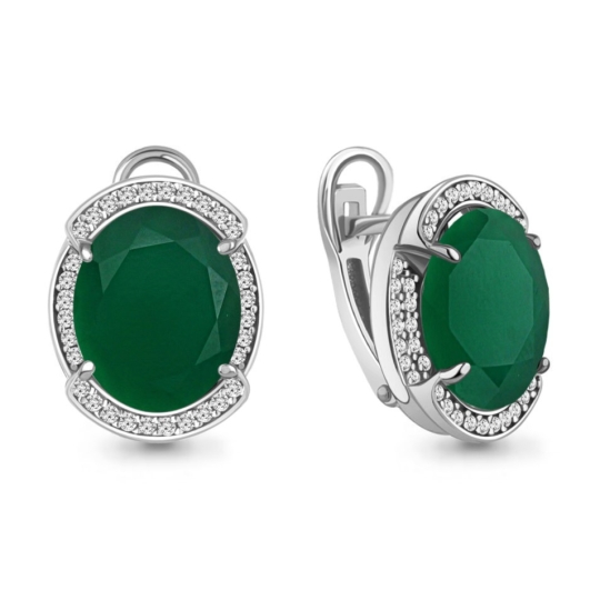 Серьги из серебра с гранатами и фианитами