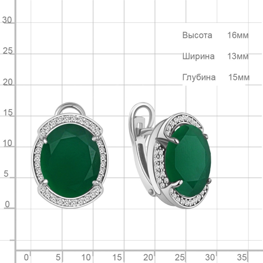 Серьги из серебра с гранатами и фианитами