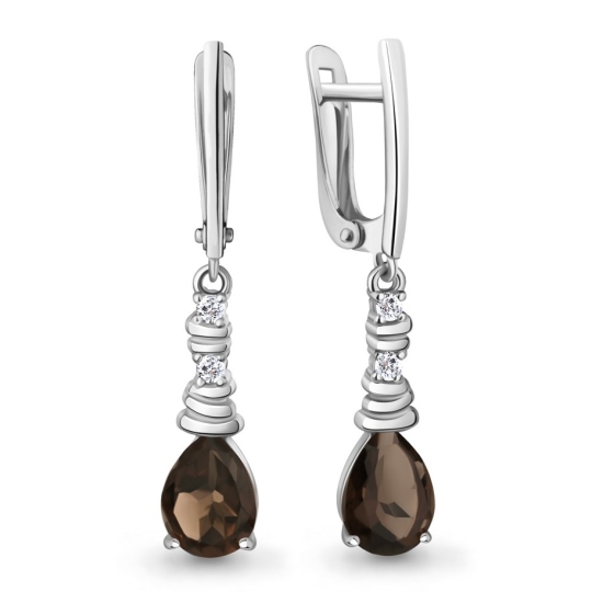 Серьги из серебра с фианитами