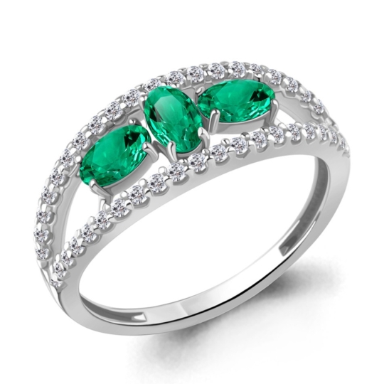 Кольцо из серебра с фианитами