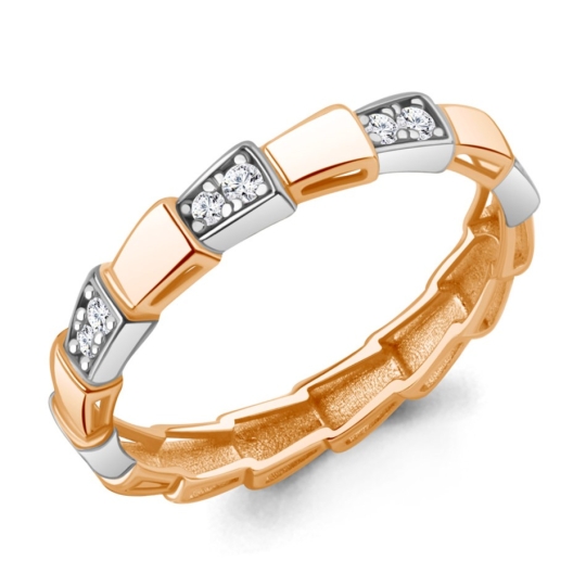 Кольцо из серебра с позолотой и фианитами