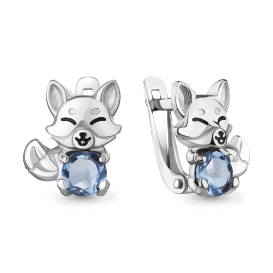 Серьги из серебра с черными фианитами