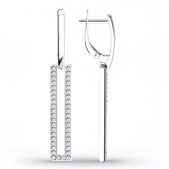 Серьги из серебра с керамическими вставками и фианитами