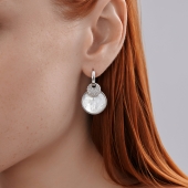 Серьги-трансформеры из серебра с перламутром и фианитами