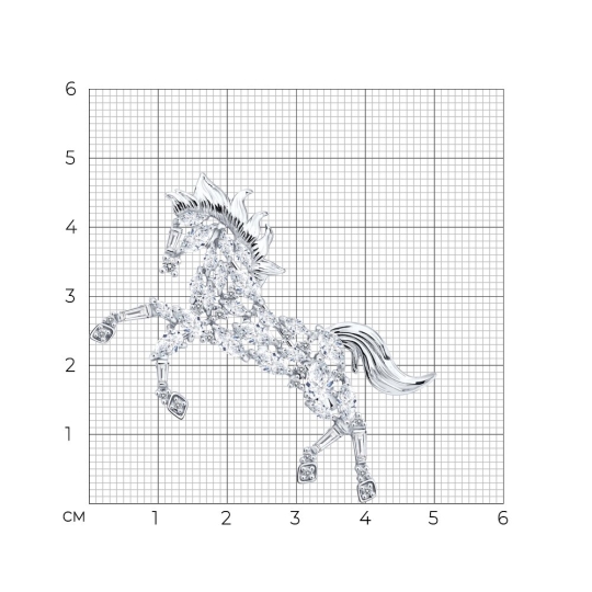 Брошь из серебра с фианитами и эмалью "Панда"