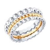 Набор из трех колец из серебра с позолотой