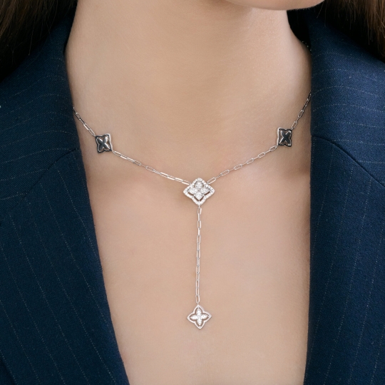 Колье из серебра двурядное