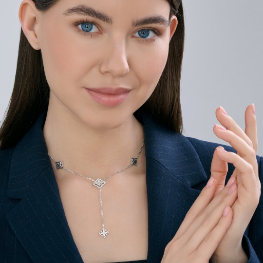 Колье из серебра двурядное