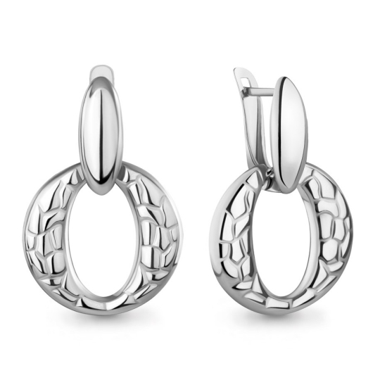 Серьги из серебра с горным хрусталем и фианитами