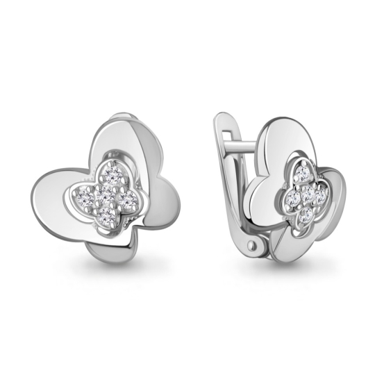 Серьги из серебра с раухтопазами и фианитами