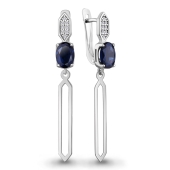 Серьги из серебра с ювелирными кристаллами и фианитами