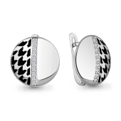 Серьги из серебра с эмалью и фианитами