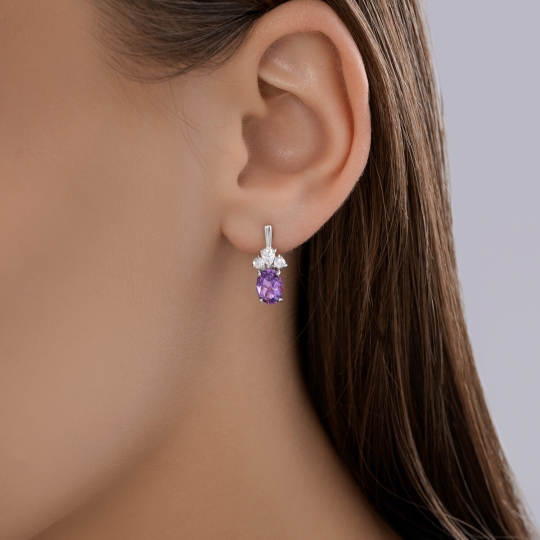 Кольцо из серебра с аметистом и фианитами