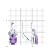 Серьги из серебра с аметистами и фианитами