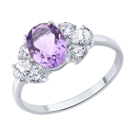 Кольцо из серебра с фианитами