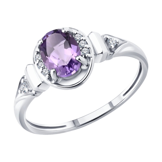 Кольцо из серебра с гранатами и красными фианитами