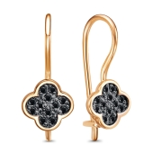 Серьги из золота с черными фианитами