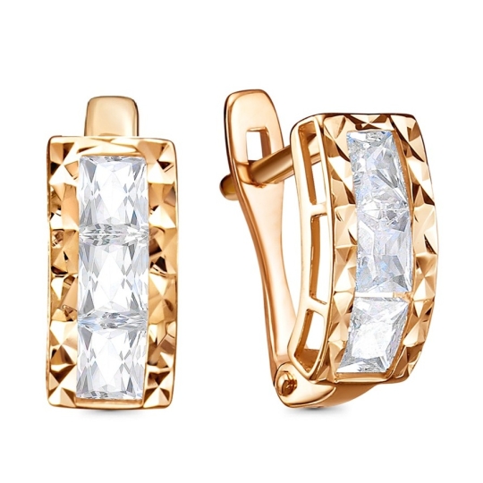 Серьги из золота с фианитами