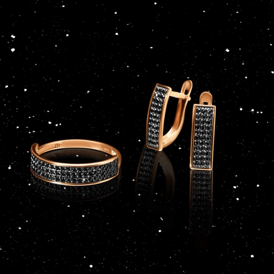 Серьги из золота с бриллиантами и сапфирами