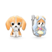 Асимметричные серьги из серебра с эмалью