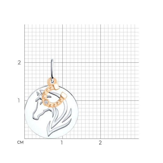 Подвеска из серебра с позолотой и фианитом 