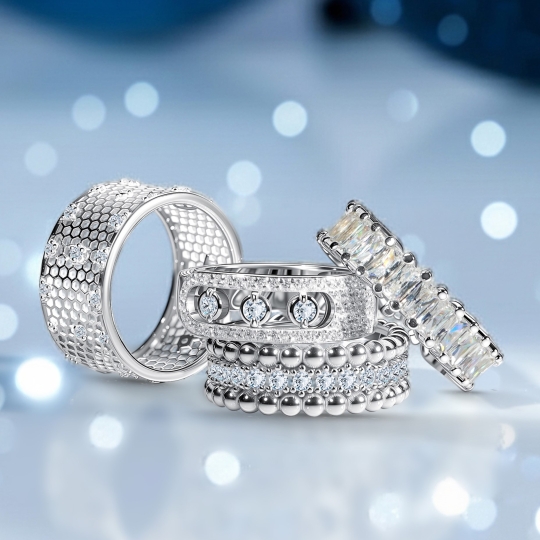 Набор колец из серебра с фианитами