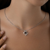 Подвеска из серебра с гранатом и фианитами