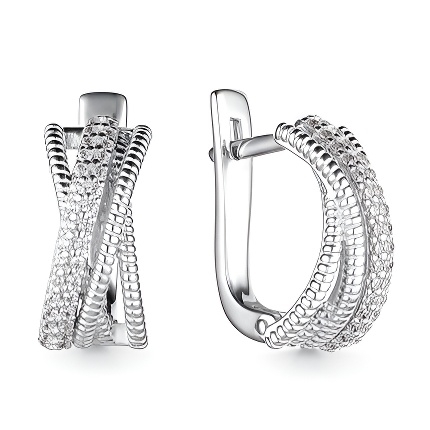 Серьги из серебра с фианитами