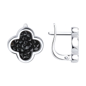 Серьги из серебра с кристальной тканью