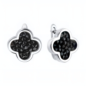 Серьги из серебра с кристальной тканью