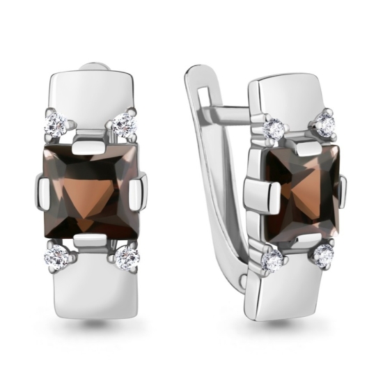 Кольцо из серебра с кварцем и фианитами